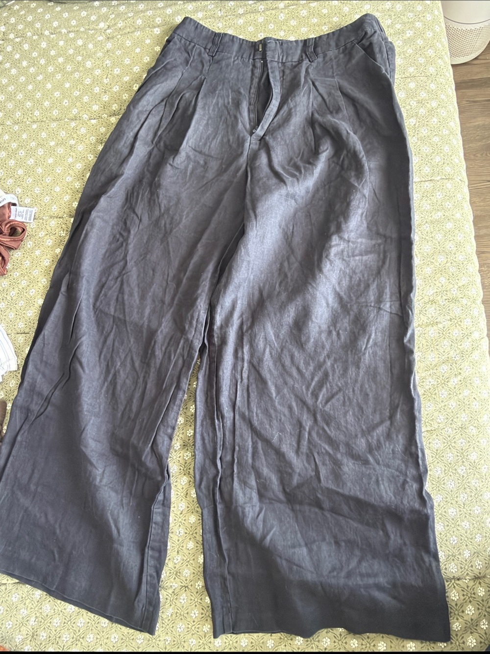 Maeve Black Linen Wide Leg Trousers